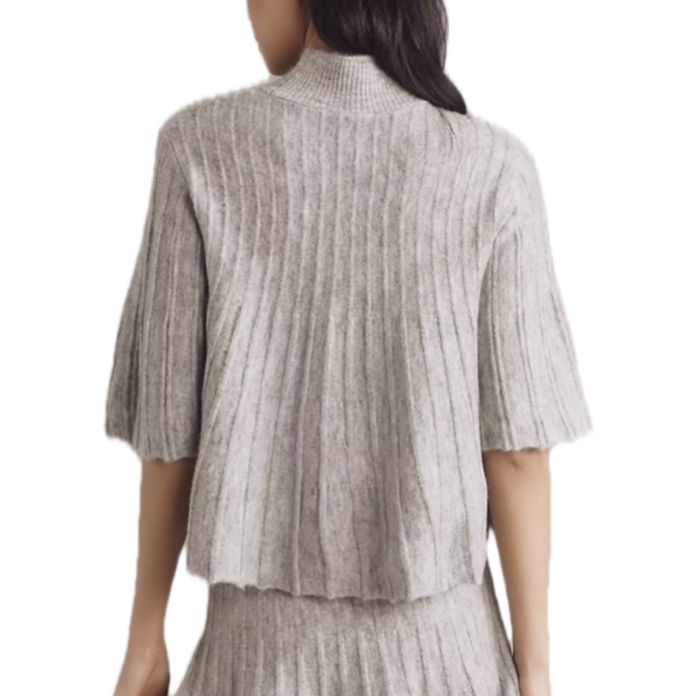 Maeve Short Sleeve Mock Neck Swing Sweater Gray Size Small - Picture 7 of 7